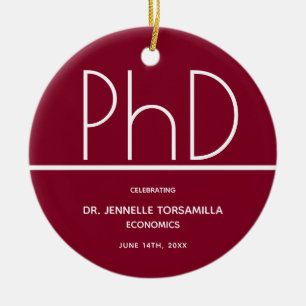 PhD-gradens Studentfest Burgundy Keepsak Julgransprydnad Keramik