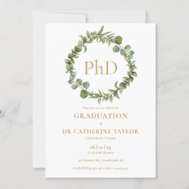 PhD Graree Elegant Garland Studentfest Inbjudningar