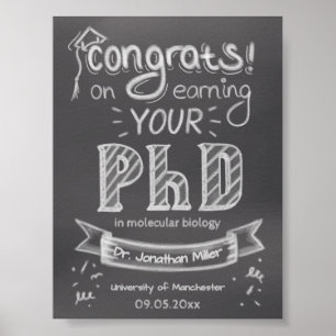 PhD hälsning-kalkboard universiteten Poster