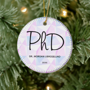 PhD Lila Black Studenten Abstrakt Namn år Julgransprydnad Keramik