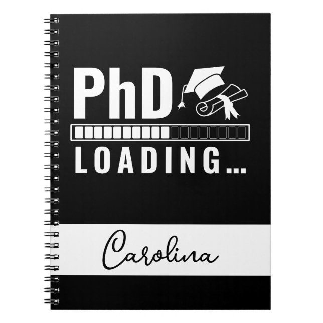 Phd Loading Pub Student Student Namn White Black Anteckningsbok (Framsidan)