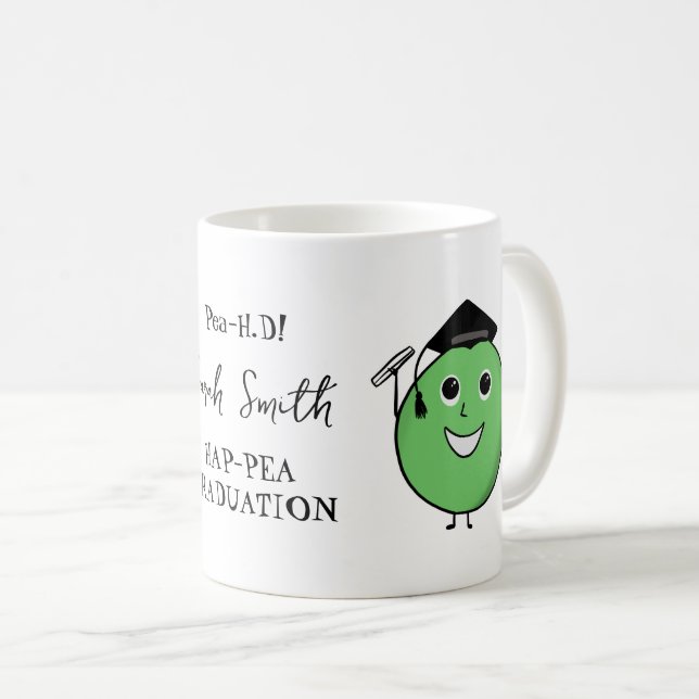 PHD Pea-HD Funny Pea Studenten-gåva för grad Kaffemugg (Framsida höger)