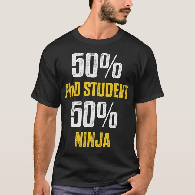 PhD Student Dissertation Halva Ninja Doctorate Gra T Shirt (Framsida)