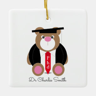 Phd Studenten Bear grattiss Julgransprydnad Keramik