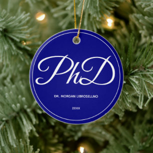 PhD Studenten Blue Namn Year Ceramic Ornament