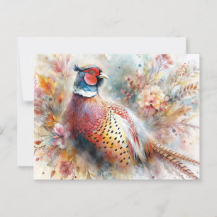 Pheasant Bird and Fall Foliage Vykort