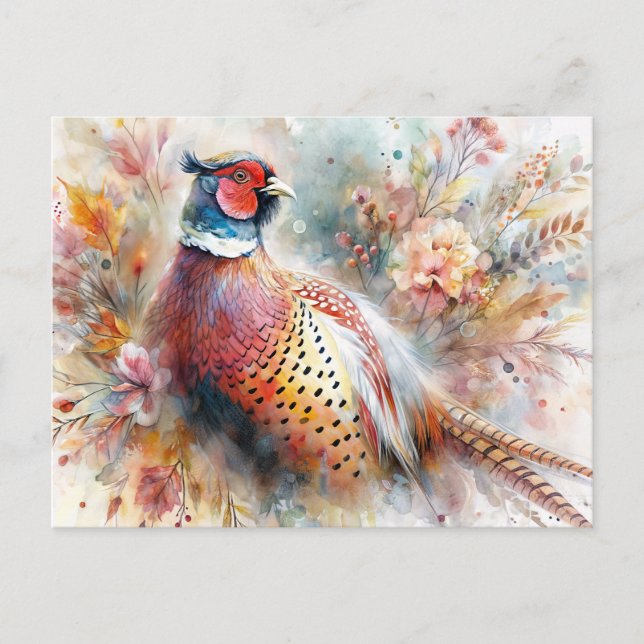 Pheasant Bird and Fall Foliage Vykort (Framsida)