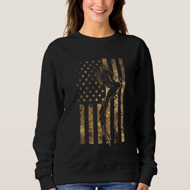 Pheasant Bird Hunter American Flagga Camouflage Ph T Shirt (Framsida)