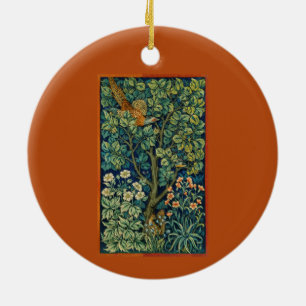 Pheasant Bird i Träd (av William Morris) Julgransprydnad Keramik