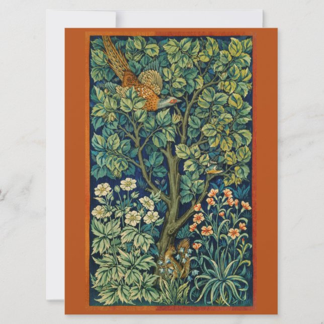 Pheasant Bird in a Tree (by William Morris) Card Kort (Framsida)