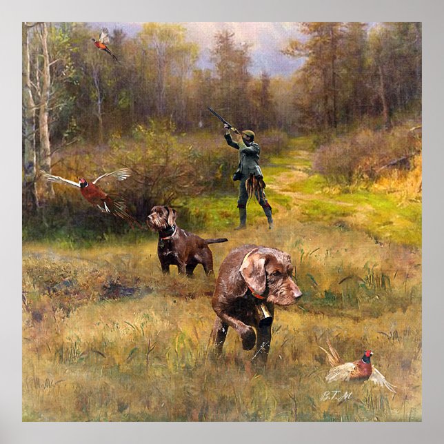 Pheasant Hunting med Pudelpointers Poster (Framsidan)