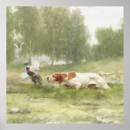 Pheasant Hunting with Pointer Poster