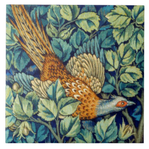 Pheasant i skogen, William Morris Kakelplatta
