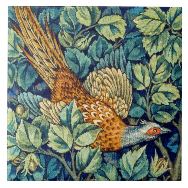 Pheasant i skogen, William Morris Kakelplatta (Framsidan)