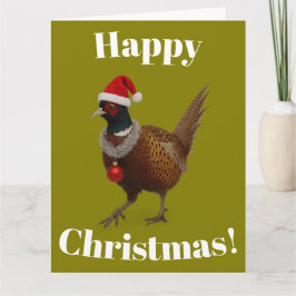 Pheasant looking festive Christmas card Kort