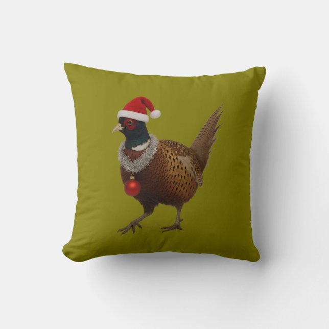 Pheasant looking festive Christmas Kudde (Framsida)