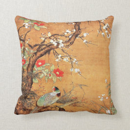 Pheasant och camellia oriental chinese bläck art kudde