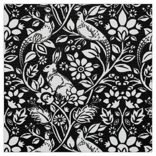Pheasant och Hare Mönster, Black and White Tyg