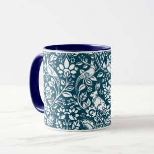 Pheasant och Hare Mönster, Indigo Blue & White Mugg