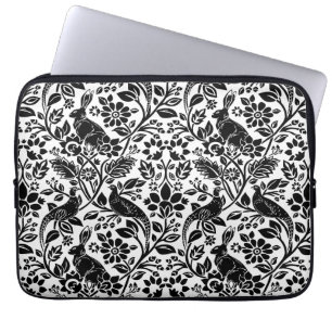 Pheasant och Hare Mönster, White and Black Laptop Fodral