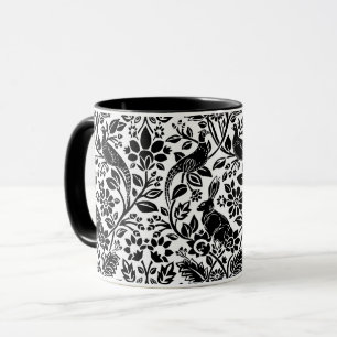 Pheasant och Hare Mönster, White and Black Mugg