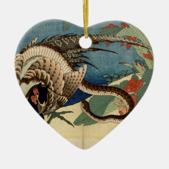 Pheasant och ormen julgransprydnad keramik