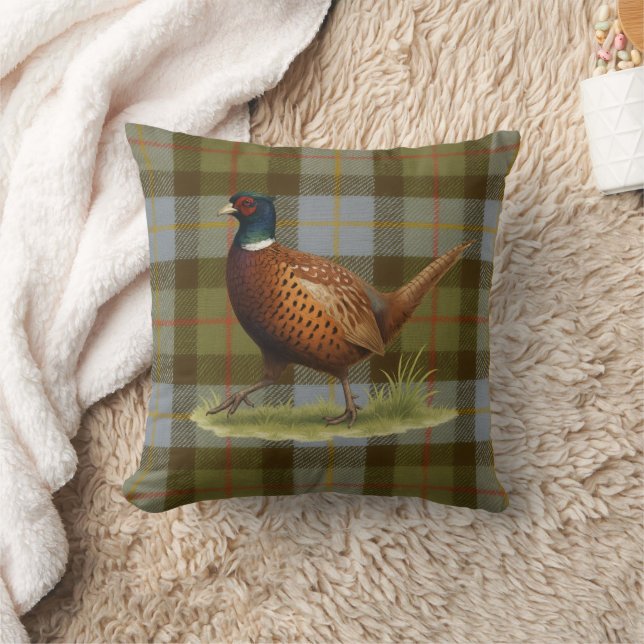 Pheasant on Tartan / Tweed Cushion Home Decor Kudde (Filt)