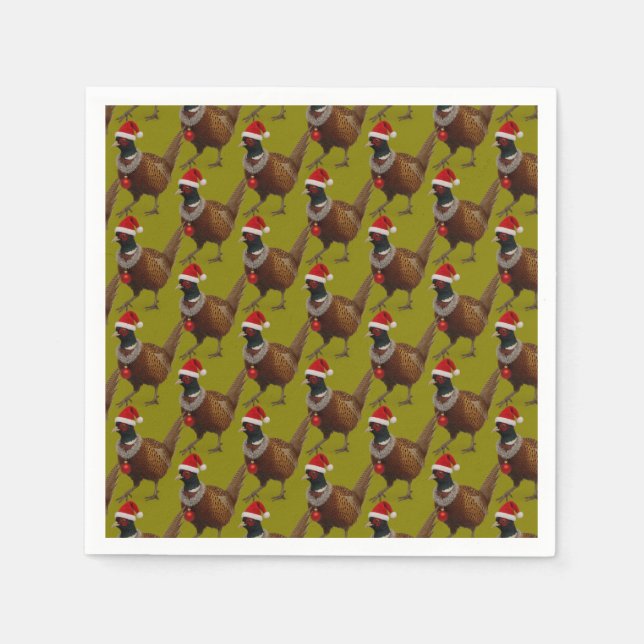 Pheasant pattern Christmas paper party napkins Pappersservett (Framsidan)