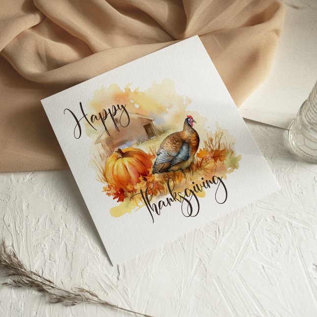 Pheasant Pumpking Fall Happy thanksgiving-kort (Skapare uppladdad)
