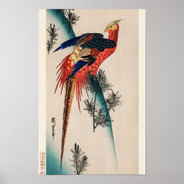 Pheasant & Small Gräs av Utagawa Hiroshige Poster
