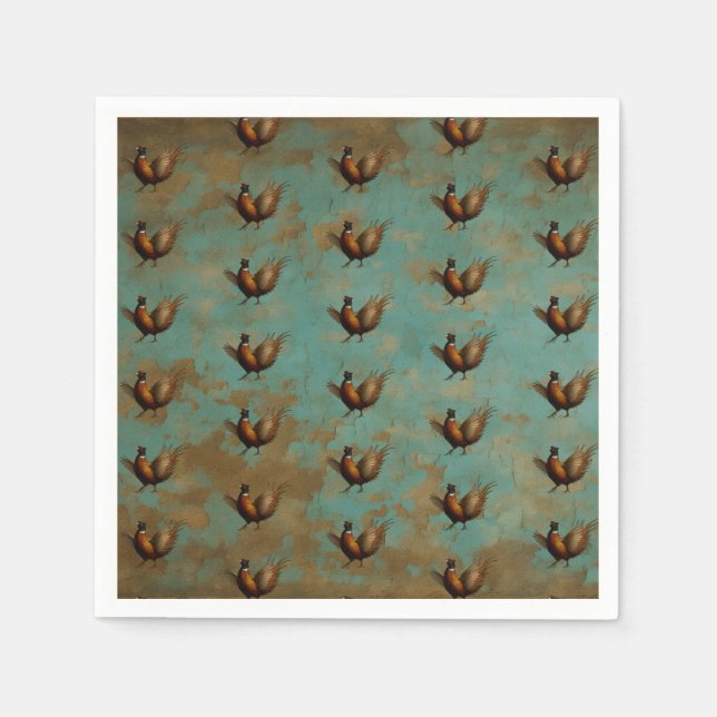 Pheasant strutting design paper party napkins pappersservett (Framsidan)