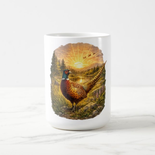 Pheasant Sunset Hunting Bird Wildlife Gift Kaffemugg (Center)