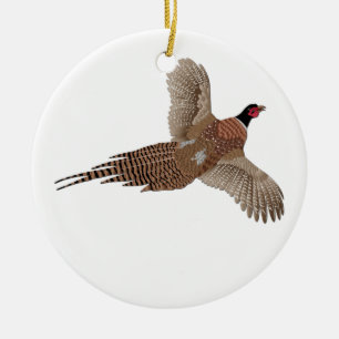 Pheasant utan text julgransprydnad keramik