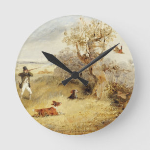 Pheasantskytte (olja på kanfas) 2 rund klocka