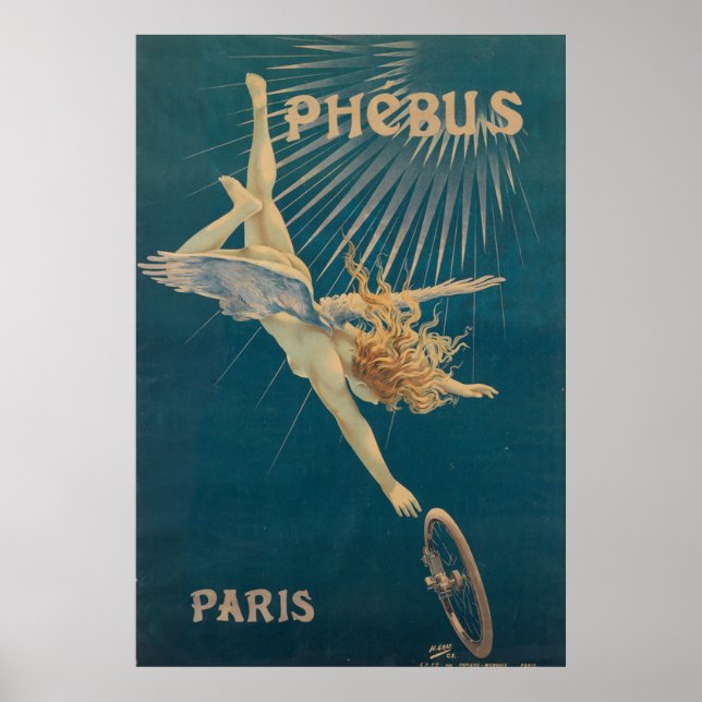 Phebus Vintage Fransk Nouveau Bicycle Frankrike Poster (Framsidan)