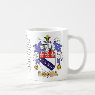 Phelan, ursprung, det menande och vapenskölden kaffemugg