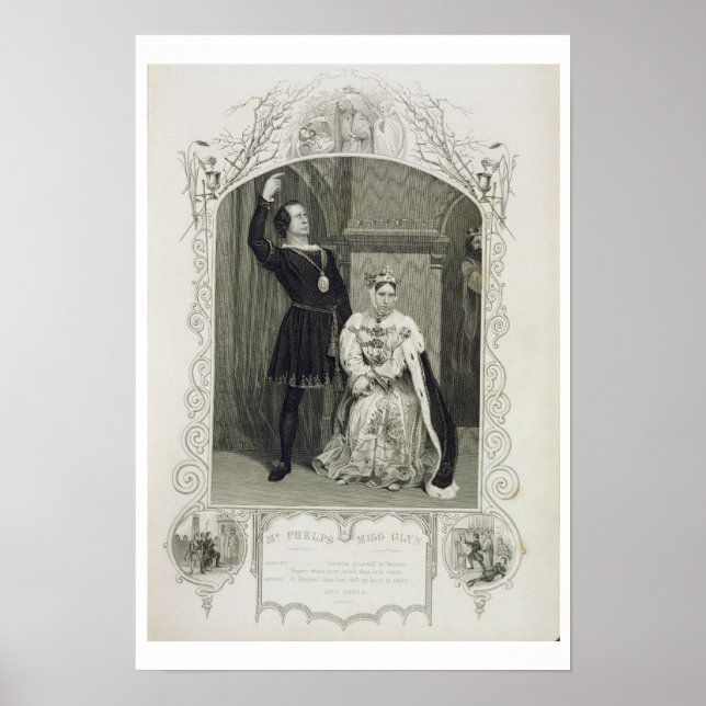 Phelps as Hamlet och Miss Glyn as Queen Gertrud Poster (Framsidan)
