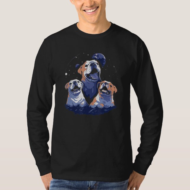 Phenomenal Howling English Bulldog Pack Retro Awes T Shirt (Framsida)