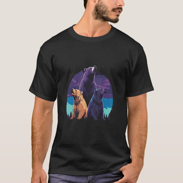 Phenomenal Howling Grizzly Bear Pack Retro Awesome T Shirt (Framsida)