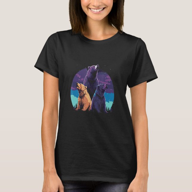 Phenomenal Howling Grizzly Bear Pack Retro Awesome T Shirt (Framsida)