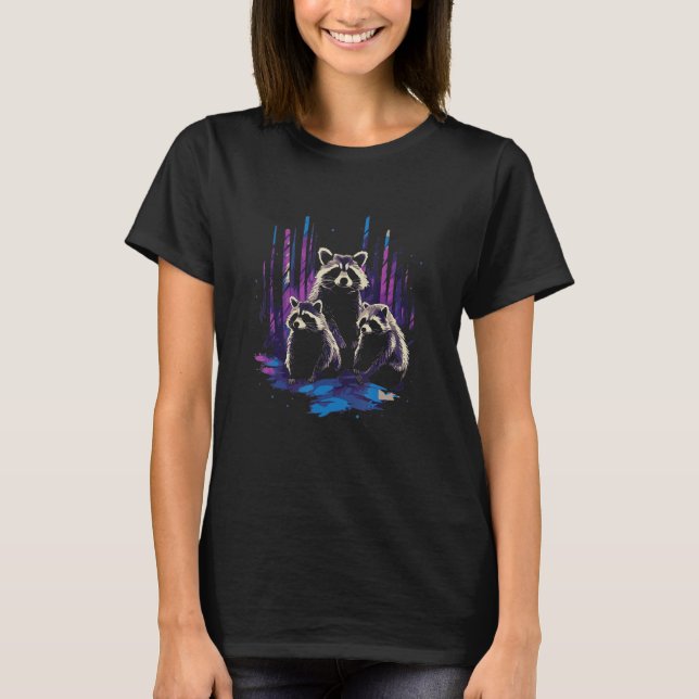 Phenomenal Howling Raccoon Pack Retro Awesomeness  T Shirt (Framsida)