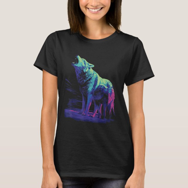 Phenomenal Howling Wolves Wolf Pack Retro Awesomen T Shirt (Framsida)