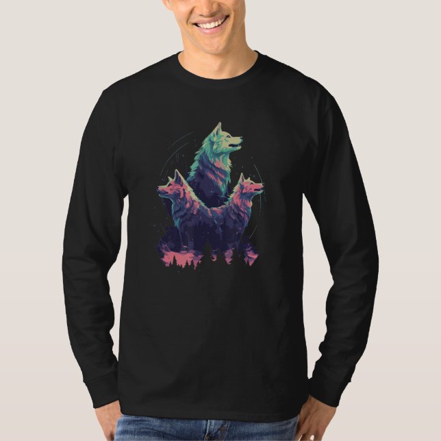 Phenomenal Howling Wolves Wolf Pack Retro Awesomen T Shirt (Framsida)