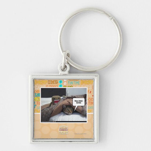 Phew tänker jag att jag förlorade honom fyrkantig silverfärgad nyckelring (Framsidan)