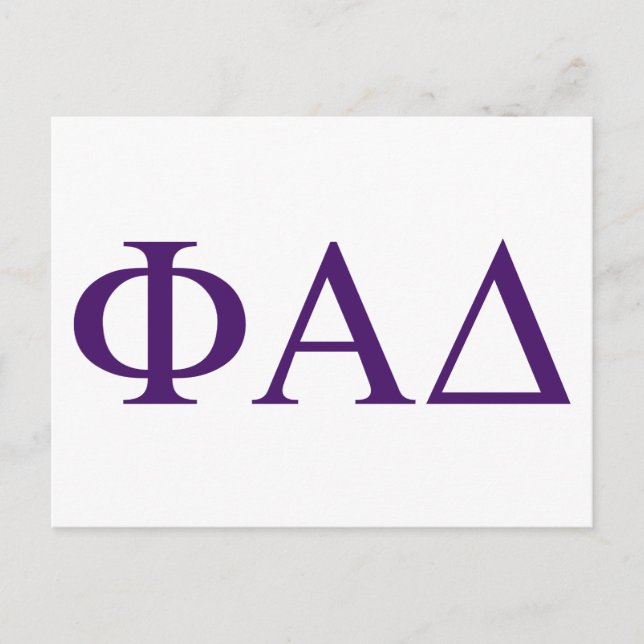 Phi Alpha Delta grekiska bokstäver Vykort (Framsida)