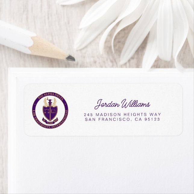 Phi Alpha Delta-logotyp Returadress Etikett (Insitu)