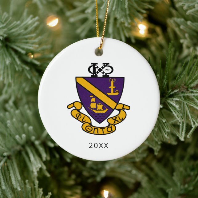 Phi Chi Theta | Färg Crest Julgransprydnad Keramik (Träd)