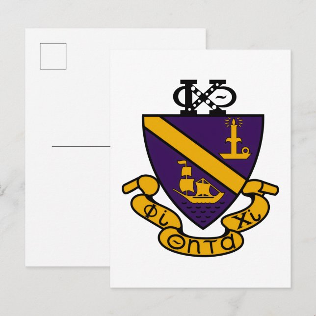 Phi Chi Theta | Färg Crest Vykort (Fram/baksida)