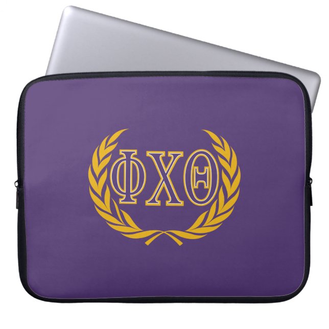 Phi Chi Theta | Grekiska med krans Laptop Fodral (Framsidan)
