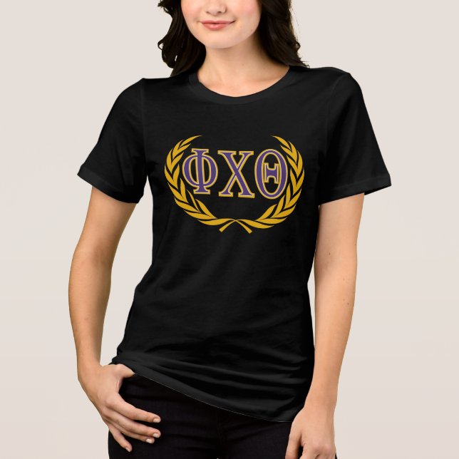 Phi Chi Theta | Grekiska med krans T Shirt (Framsida)